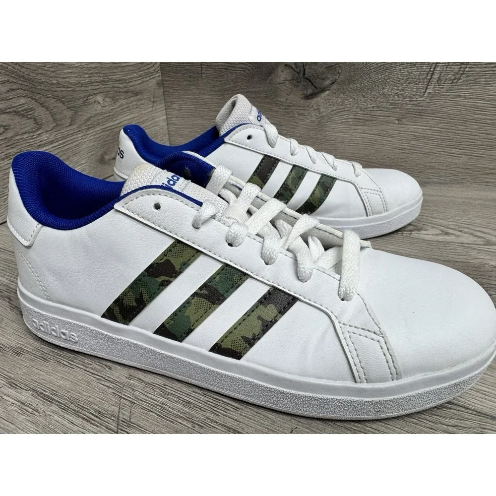 adidas Grand Court White Camo Blue Means Sneakers Size 5 Shoes